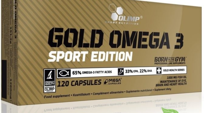 cutie de culoarea kaki cu capsule de omega 3 gold omega 3 sport edition de la producator olimp