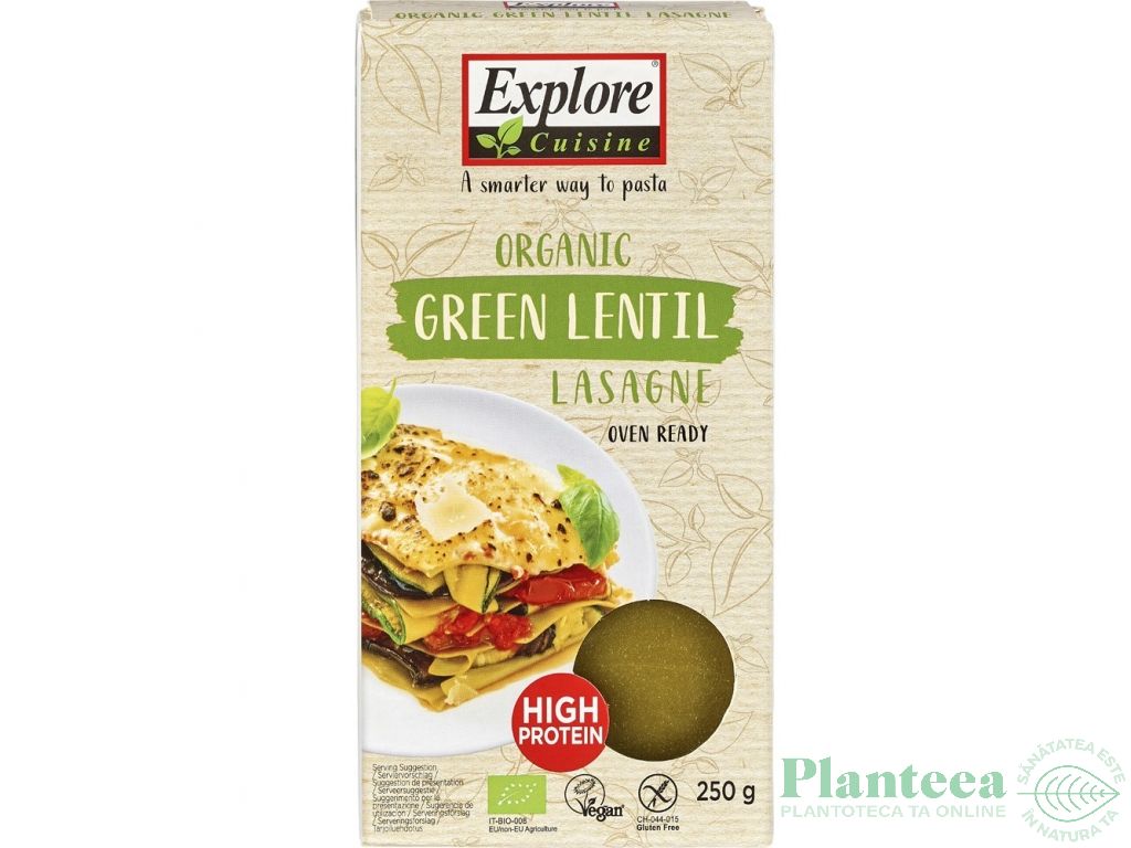 Paste lasagna linte verde fara gluten bio 250g - EXPLORE CUISINE