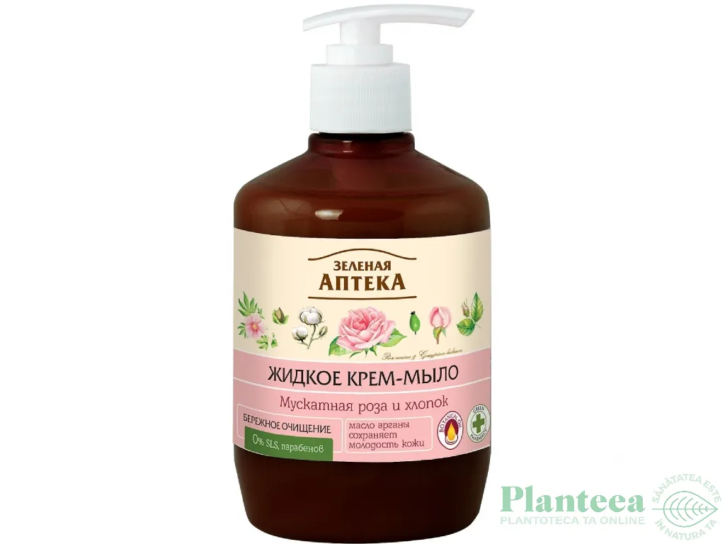 Sapun lichid cremos trandafir bumbac 460ml - ZELENAYA APTEKA