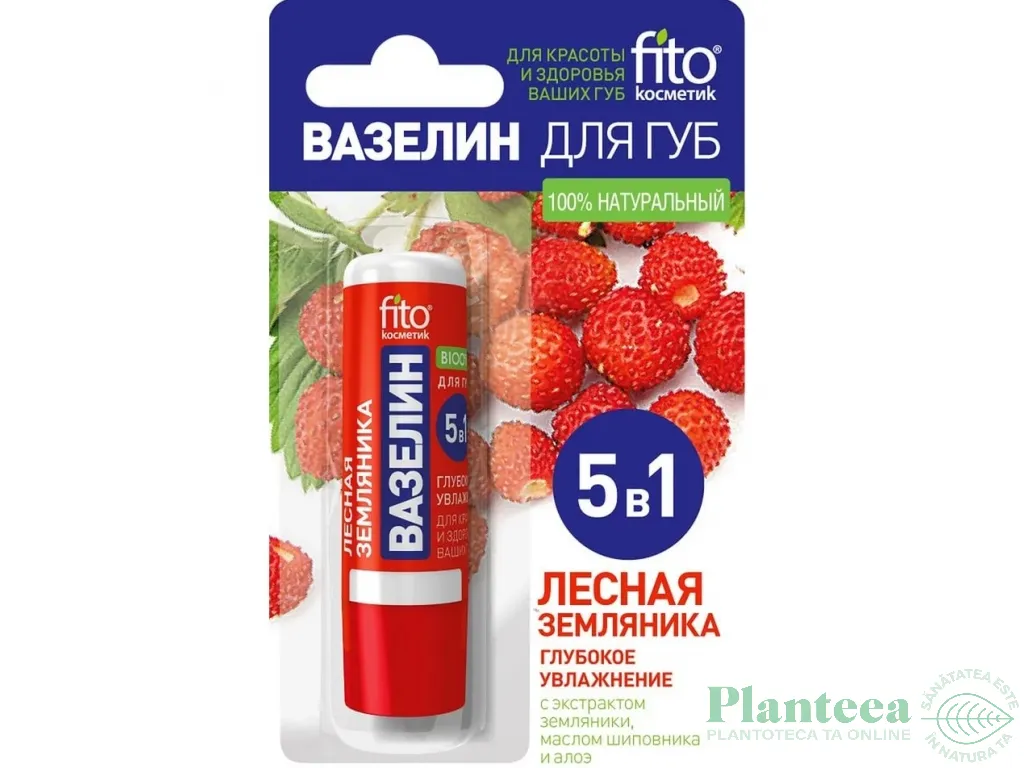 Vaselina buze 5in1 protector zmeura coacaze negre A 4,5g - FITOKOSMETIK