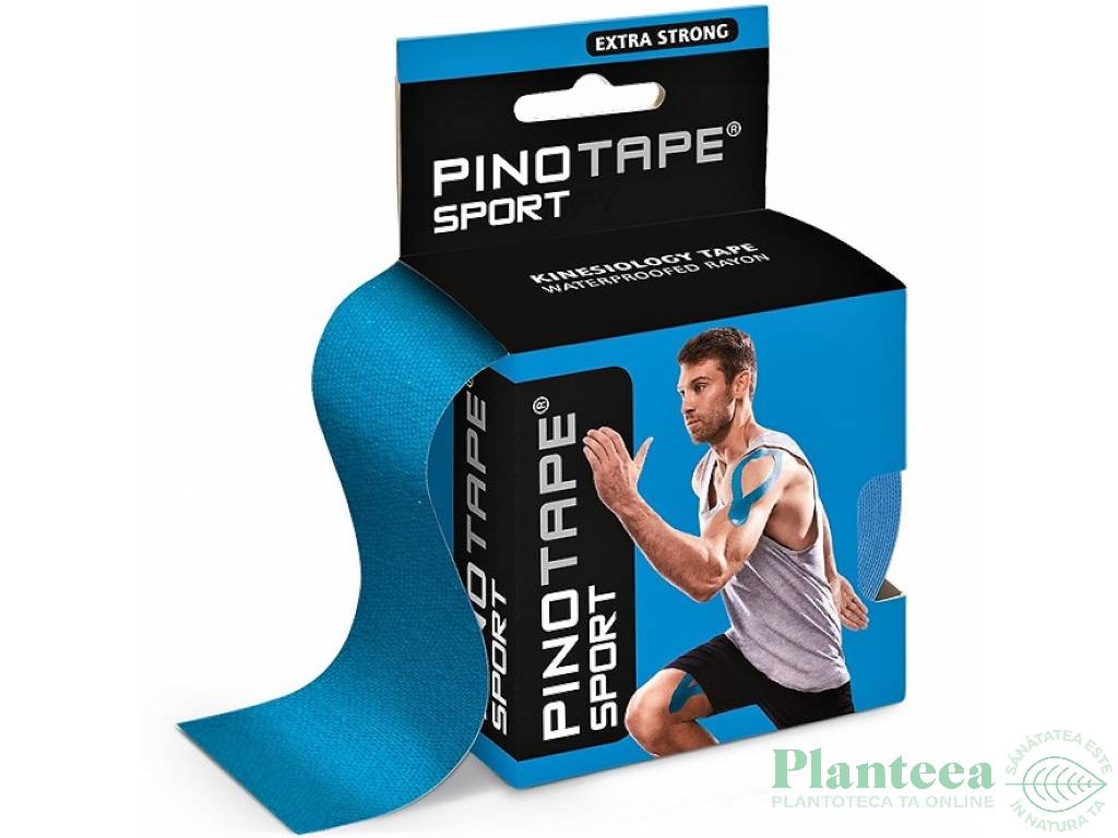 Banda kinesiologica matase albastru {5cmx5m} Sport 1b - PINO