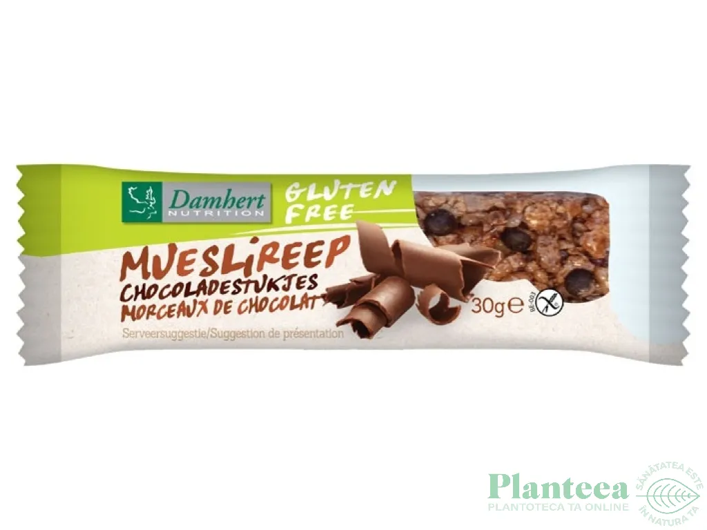 Baton musli ciocolata migdale fara gluten 30g - DAMHERT NUTRITION