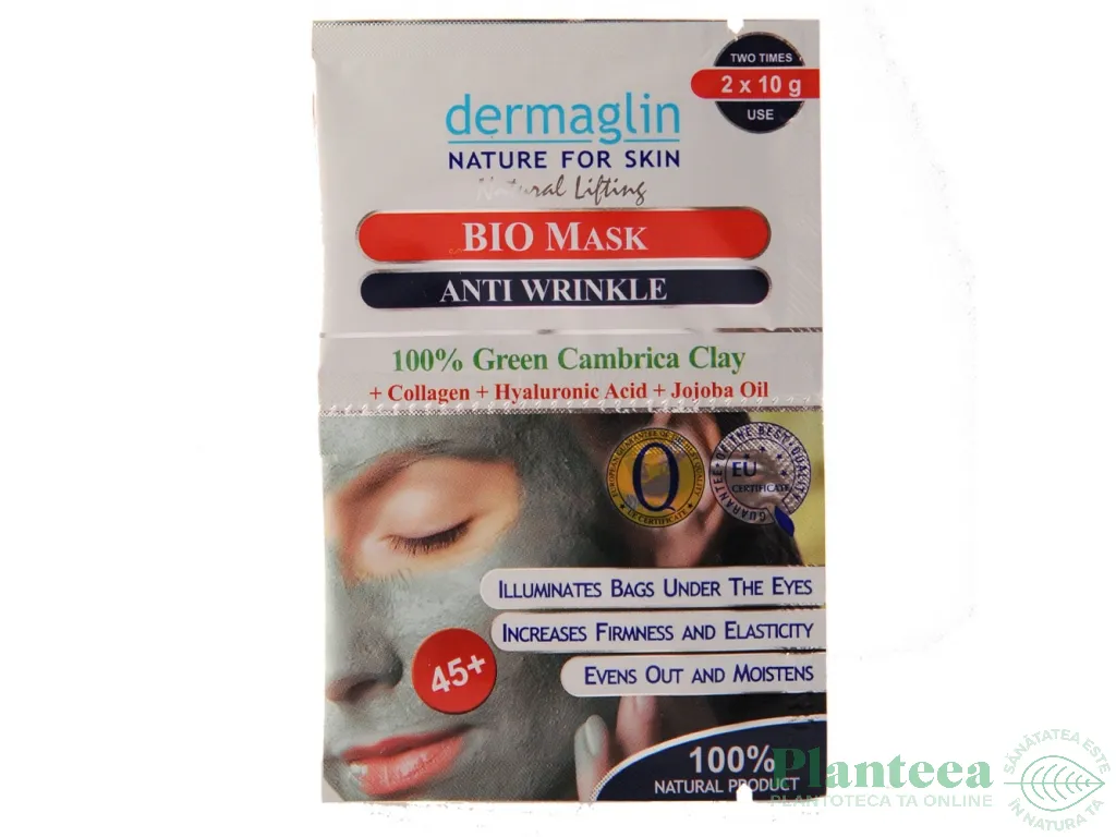 Masca antirid argila verde colagen femei 45+ 2x10g - DERMAGLIN