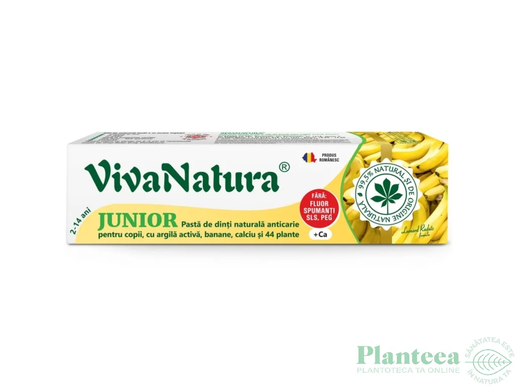 Pasta dinti anticarie copii banane Junior 80ml - VIVA NATURA