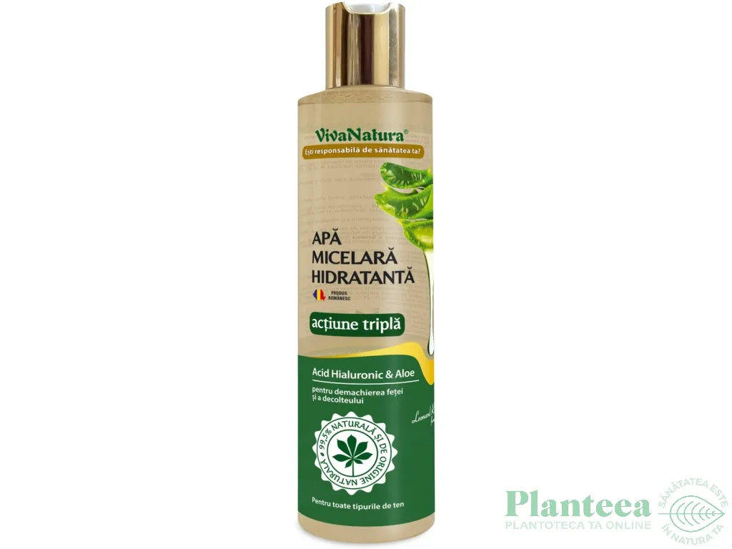 Apa micelara hidratanta acid hialuronic aloe vera 250ml - VIVA NATURA