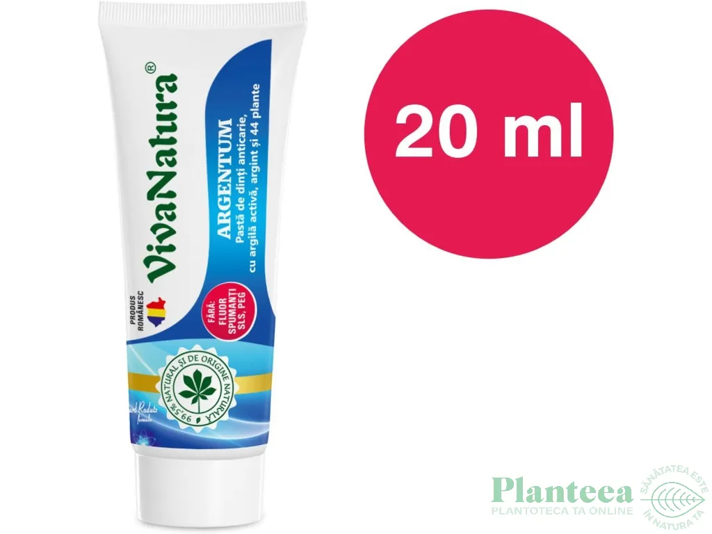 Pasta dinti anticarie Argentum 20ml - VIVA NATURA