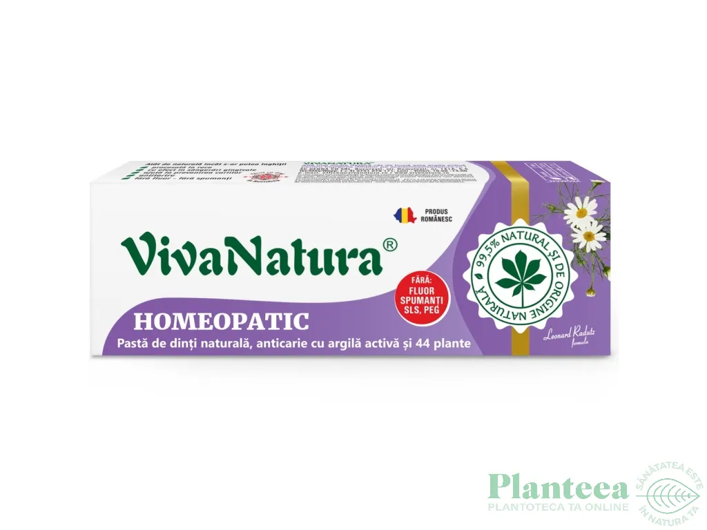 Pasta dinti anticarie Homeopatic 50ml - VIVA NATURA