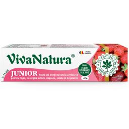 Pasta dinti anticarie copii capsuni Junior 80ml - VIVA NATURA
