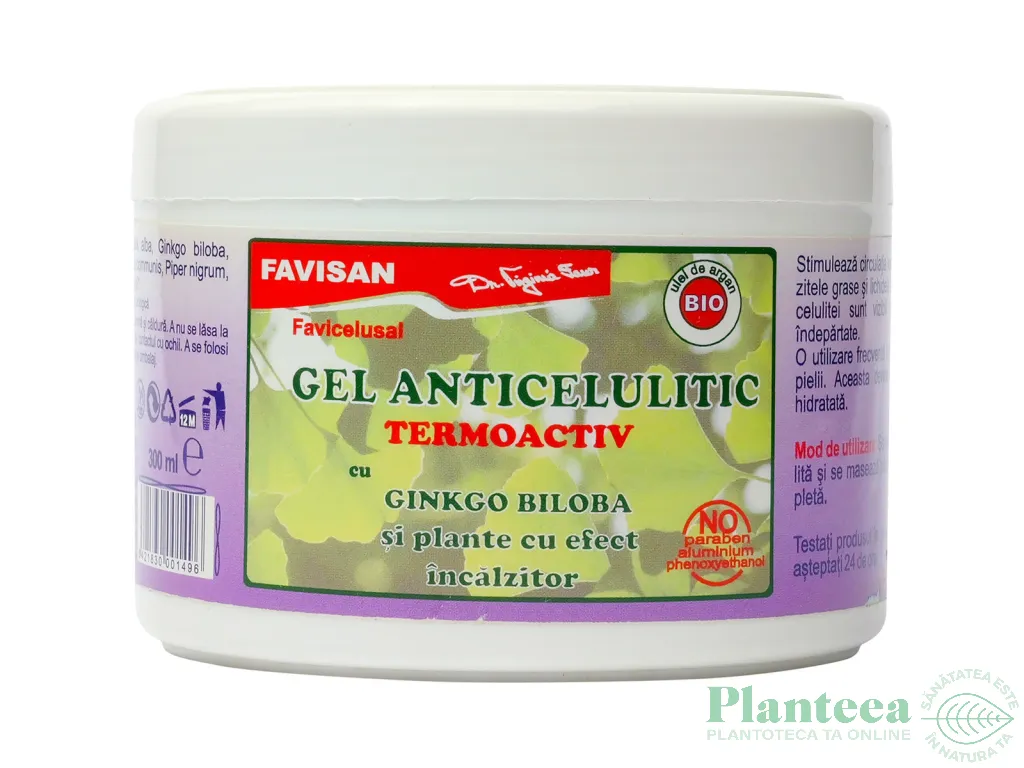 Gel anticelulitic termoactiv ginkgo biloba FaviCelusal 300ml - FAVISAN