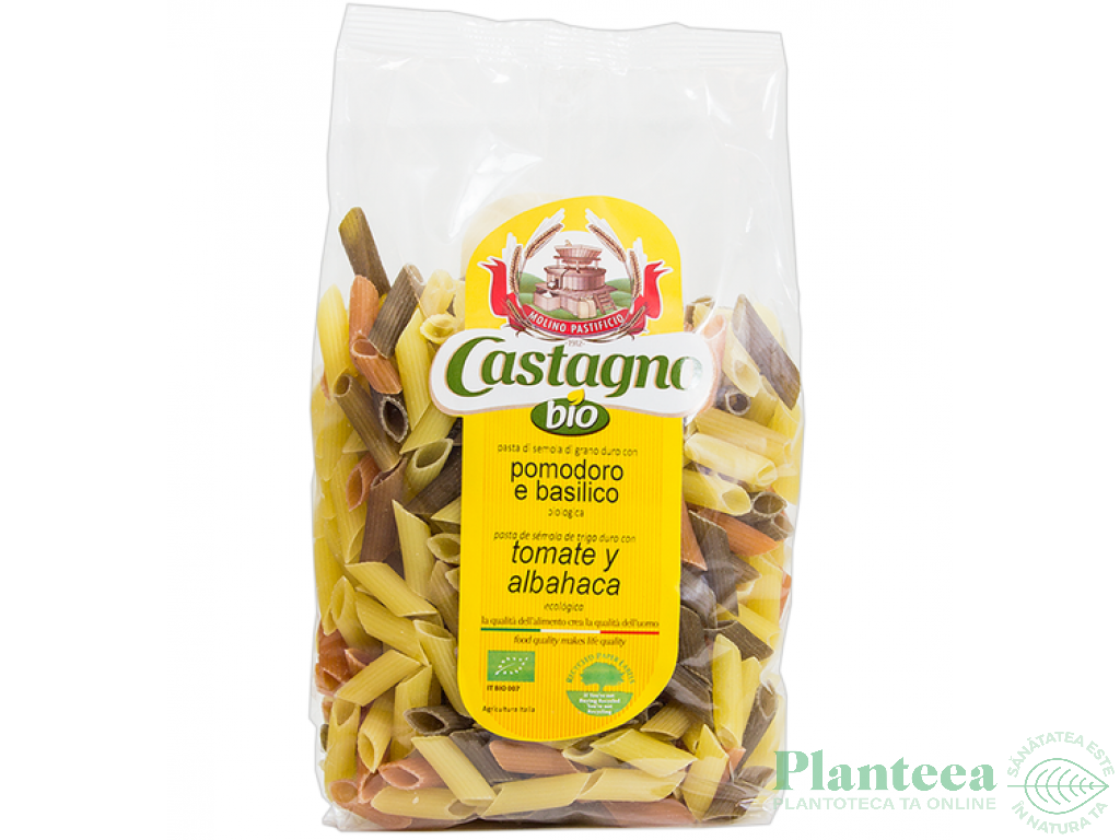 Paste penne tricolore grau rosii busuioc 500g - CASTAGNO