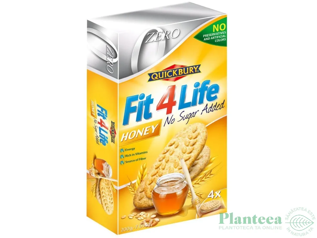 Biscuiti Fit4Life cereale miere fara zahar 200g - QUICKBURY