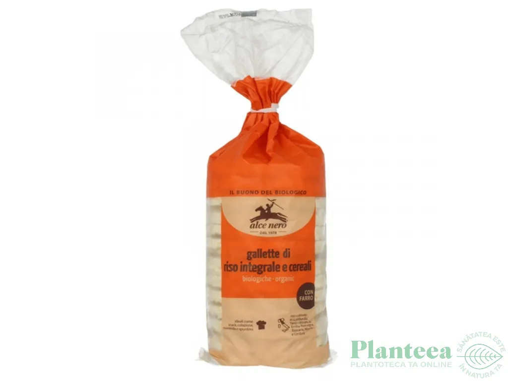 Rondele expandate orez integral cereale cu sare 100g - ALCE NERO