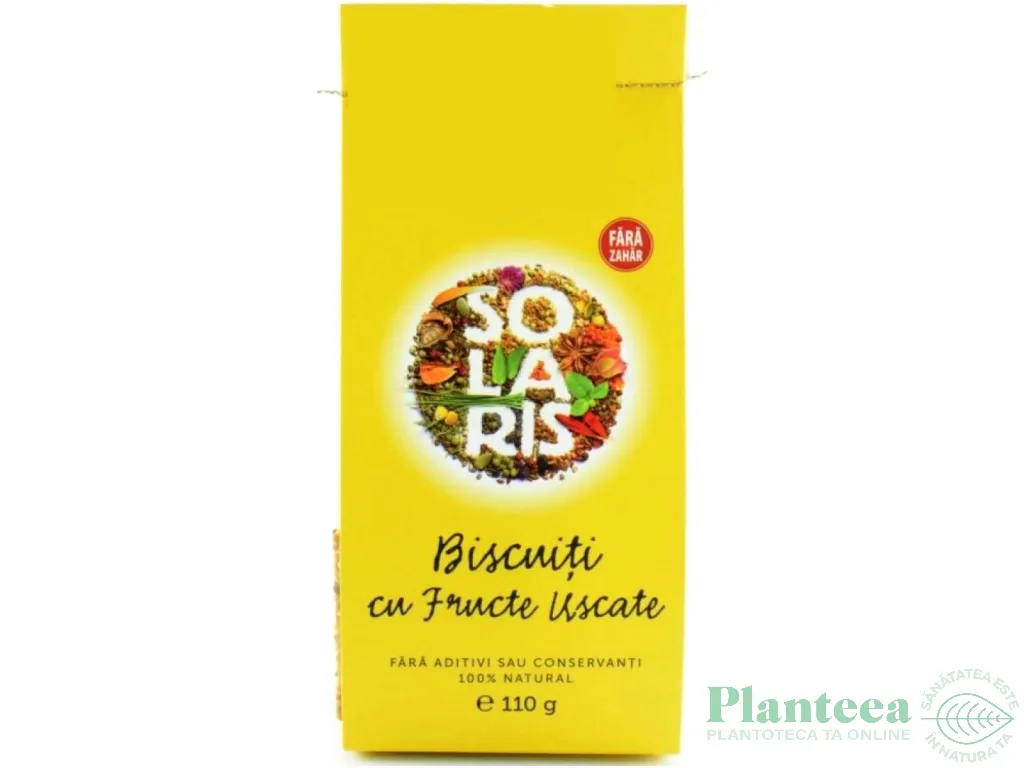 Biscuiti integrali fructe uscate fara zahar 110g - SOLARIS