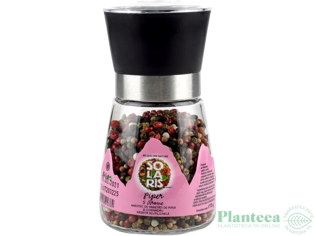 Condiment piper 5arome boabe rasnita reutilizabila 70g - SOLARIS