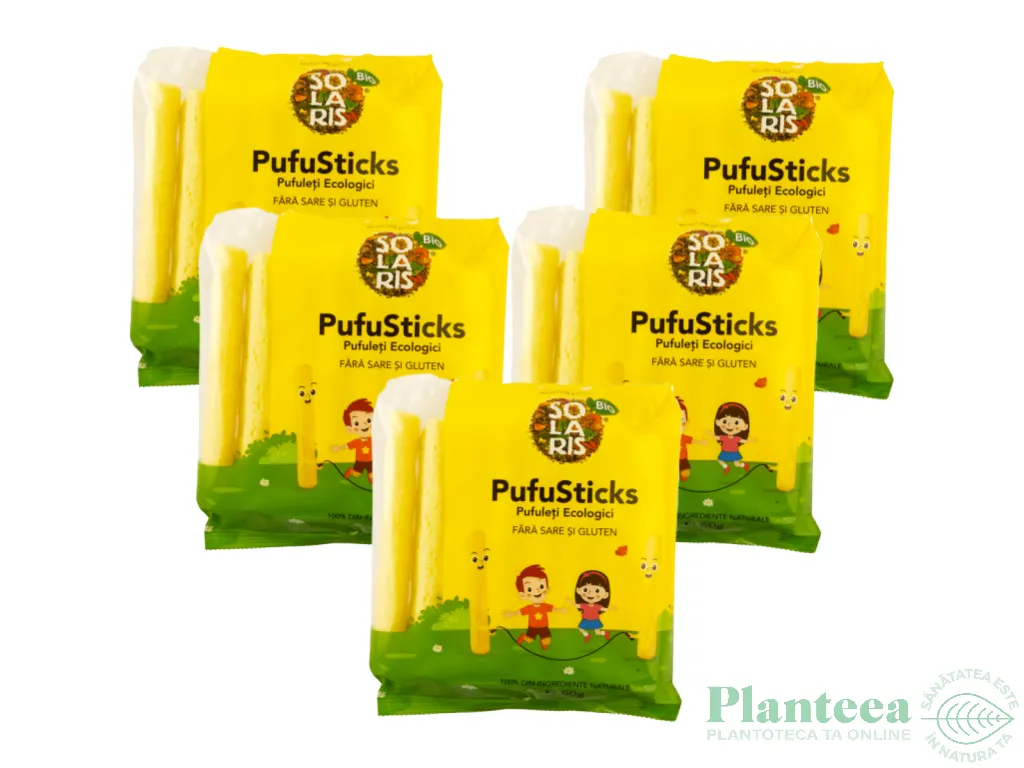 Set Pufuleti porumb fara sare fara gluten PufuSticks eco 5x60g - SOLARIS