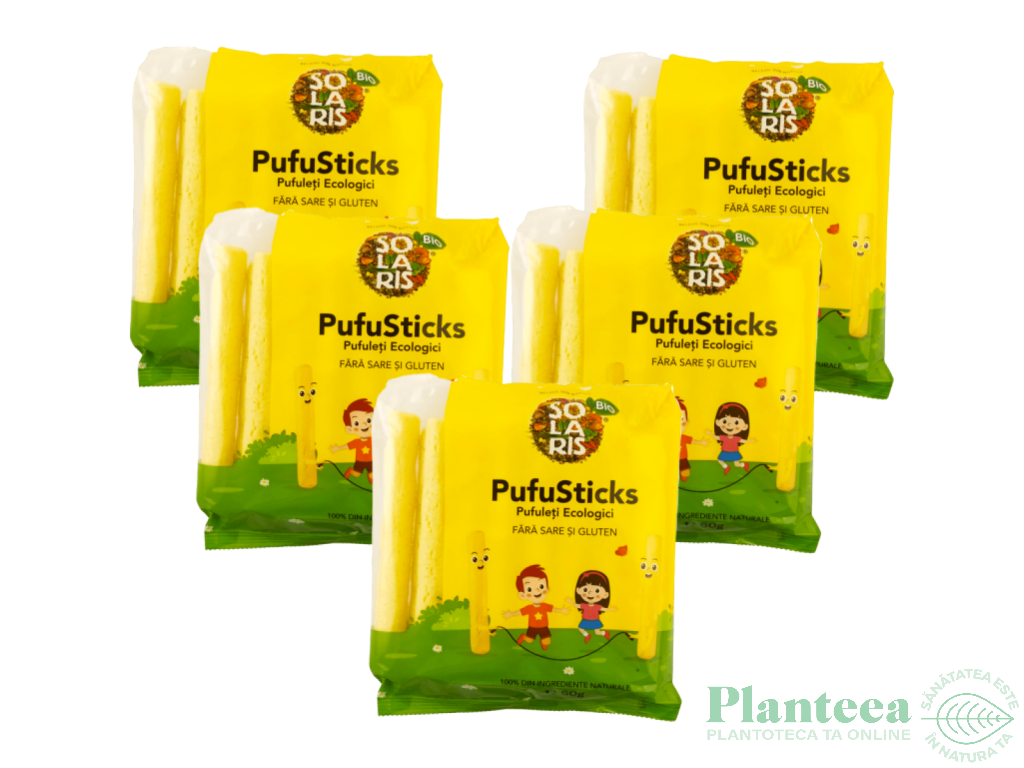 Set Pufuleti porumb fara sare fara gluten PufuSticks eco 5x60g - SOLARIS