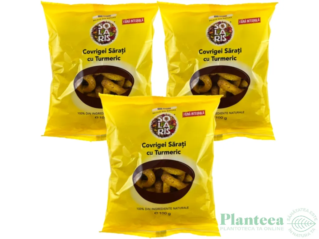Set Covrigei integrali sarati turmeric 3x100g - SOLARIS