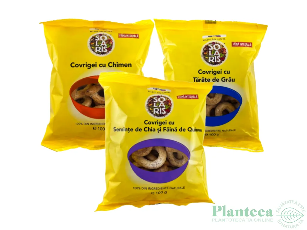 Set Covrigei integrali [chimen+chia quinoa+tarate grau] 3x100g - SOLARIS