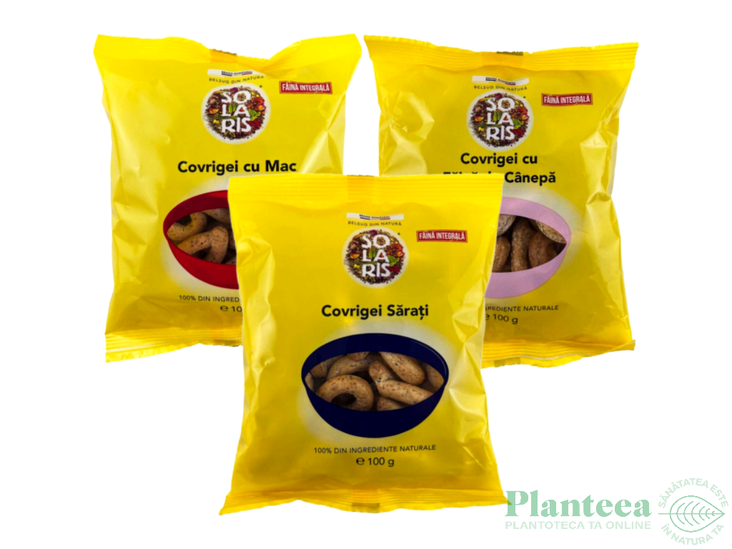 Set Covrigei integrali [mac+clasici sarati+canepa] 3x100g - SOLARIS