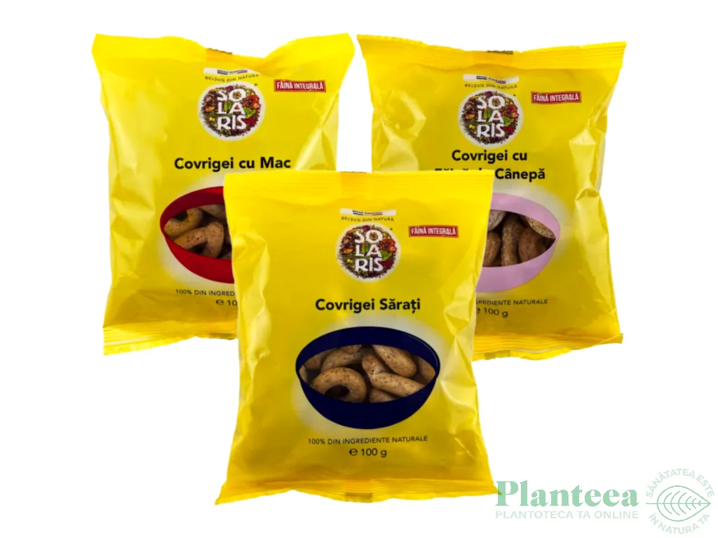 Set Covrigei integrali [mac+clasici sarati+canepa] 3x100g - SOLARIS