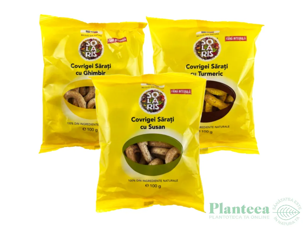 Set Covrigei integrali sarati [ghimbir+susan+turmeric] 3x100g - SOLARIS