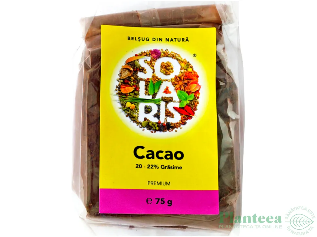 Cacao pulbere 22%grasimi 75g - SOLARIS