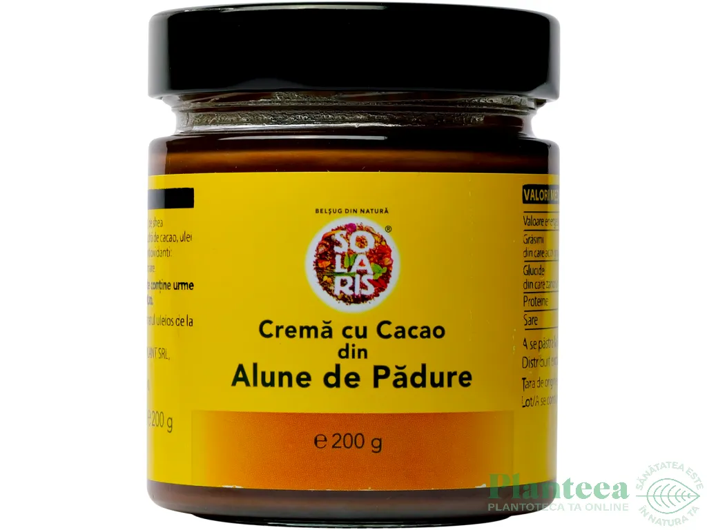 Crema tartinabila alune padure cacao 200g - SOLARIS