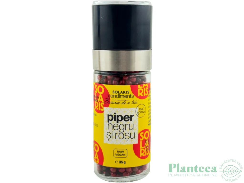 Condiment piper rosu negru boabe rasnita reutiizabila 35g - SOLARIS