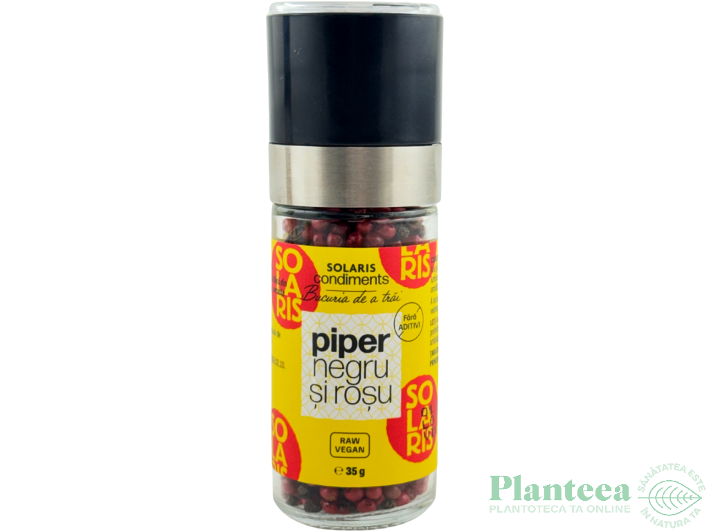 Condiment piper rosu negru boabe rasnita reutiizabila 35g - SOLARIS