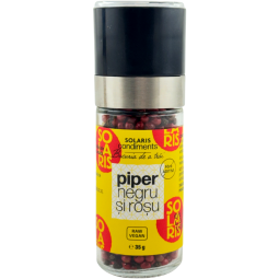 Condiment piper rosu negru boabe rasnita reutiizabila 35g - SOLARIS