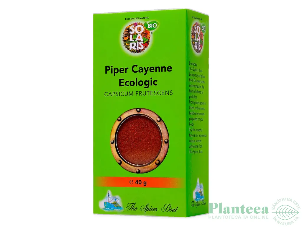 Condiment piper cayenne macinat eco 40g - SOLARIS BIO