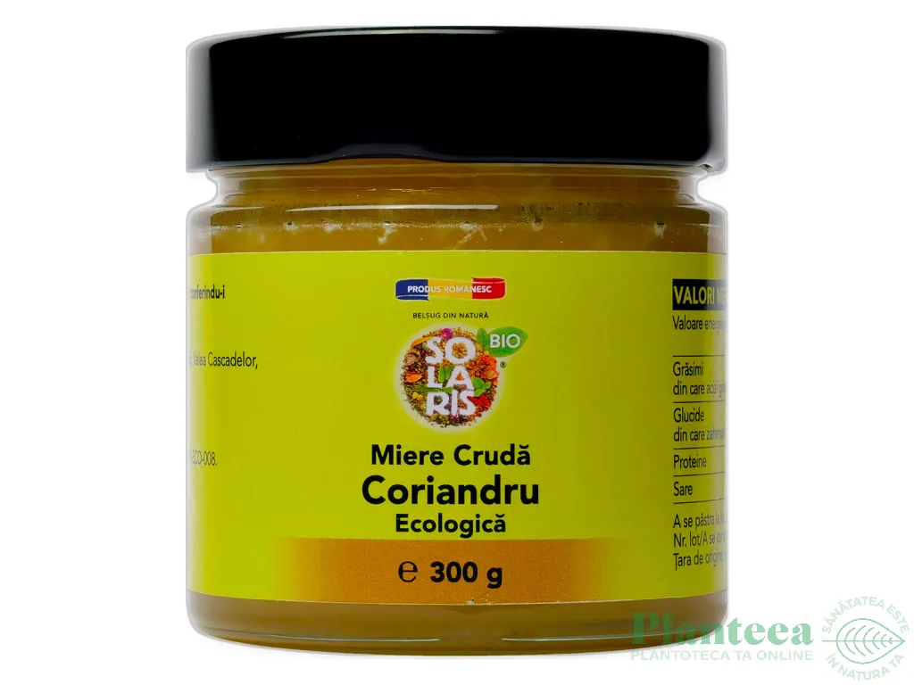 Miere coriandru cruda eco 300g - SOLARIS BIO