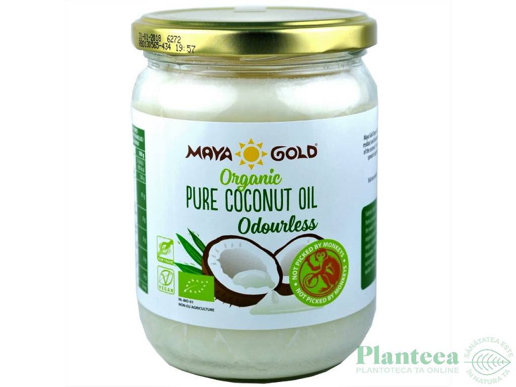 Ulei cocos dezodorizat bio 450g/500ml - MAYA GOLD