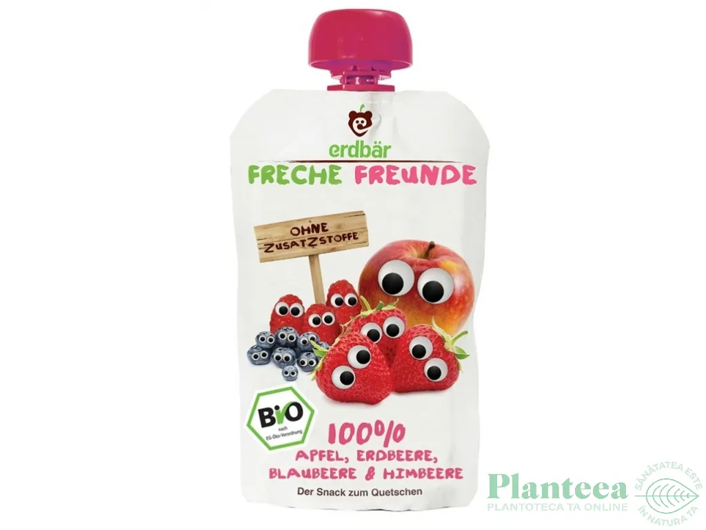 Piure mere capsuni afine zmeura bio 100g - ERDBAR