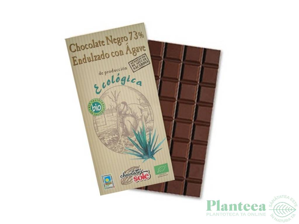 Ciocolata neagra 73%cacao agave eco 100g - SOLE