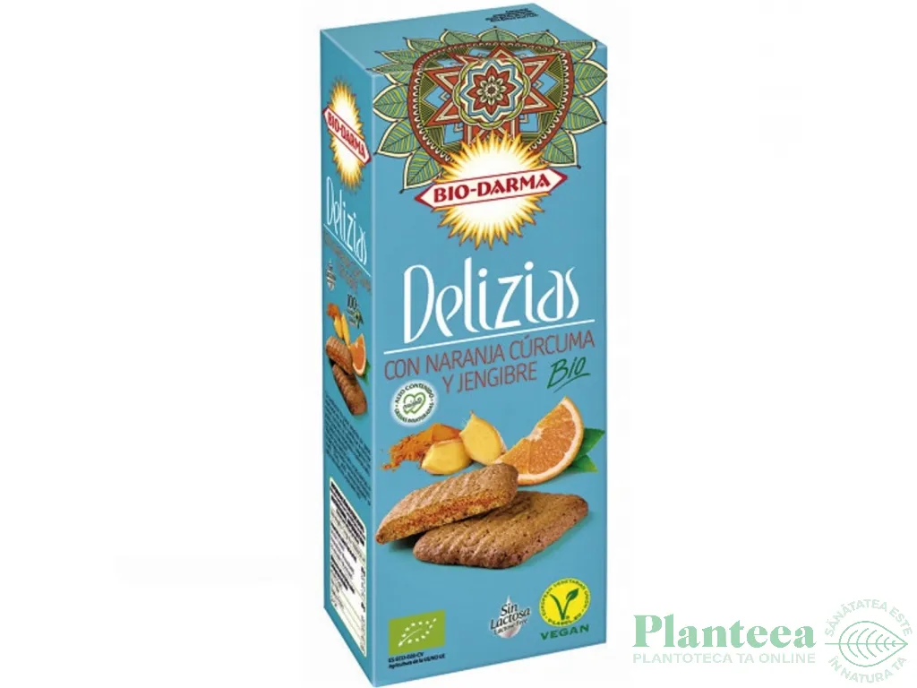 Biscuiti ovaz portocale turmeric ghimbir bio 125g - BIO DARMA