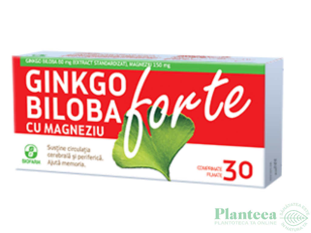 Ginkgo biloba magneziu forte 30cp - BIOFARM