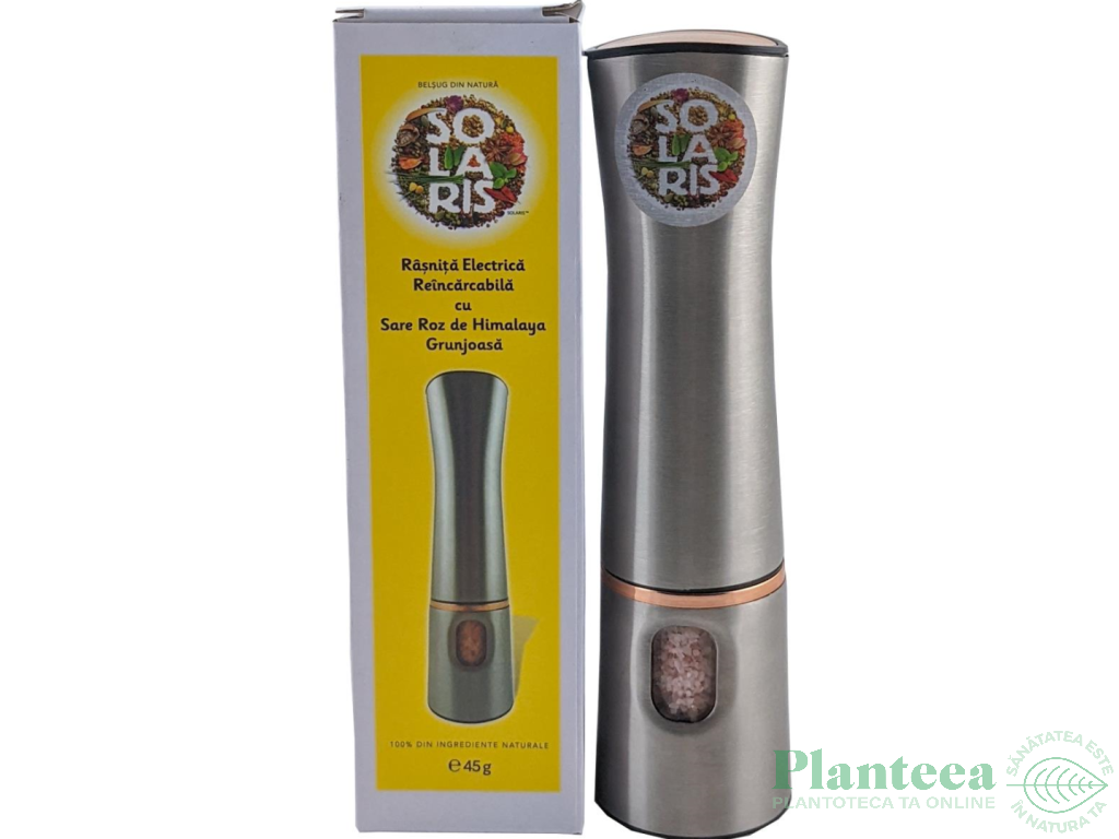 Rasnita electrica reincarcabila cu sare roz himalaya grunjoasa 45g - SOLARIS