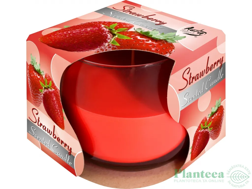 Lumanare pahar simplu parfumata 24h capsuni 260g - BISPOL