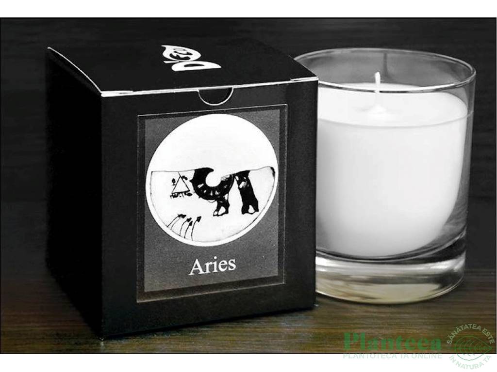 Candela sticla ceara soia Zodiac Aries 130g - D`ECO