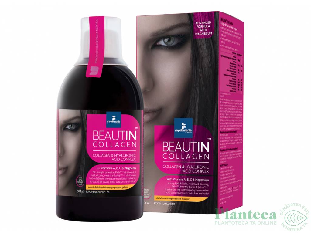 Beautin colagen magneziu hialuronic capsuni vanilie 500ml - MY ELEMENTS