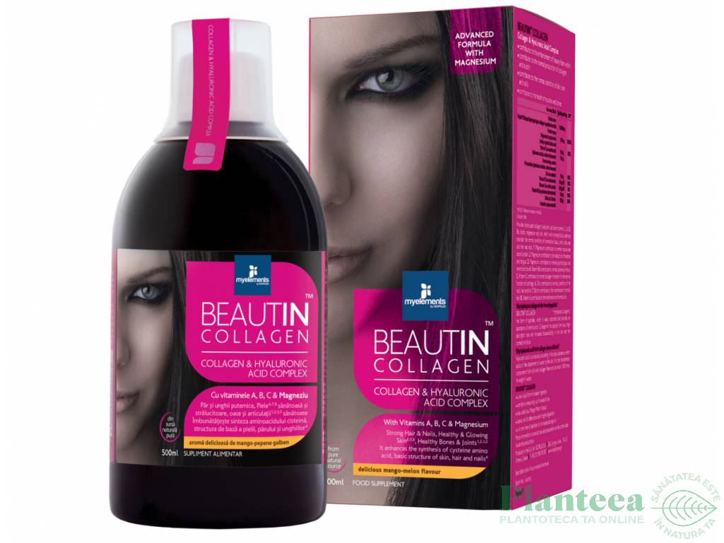 Beautin colagen hialuronic capsuni vanilie 500ml - MY ELEMENTS