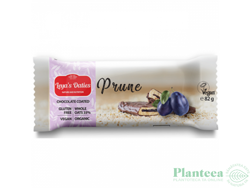 Baton ciocolata prune fara gluten eco 82g - LEYA OATIES