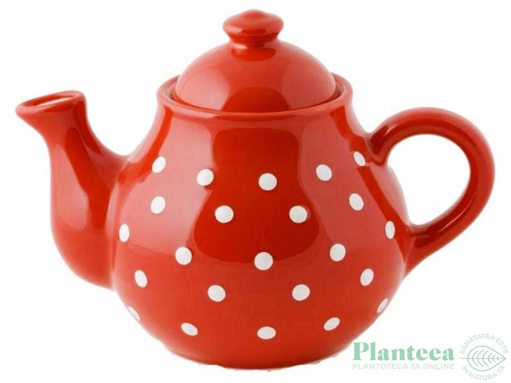 Ceainic ceramica rosu buline albe 1,8L - SONNENTOR