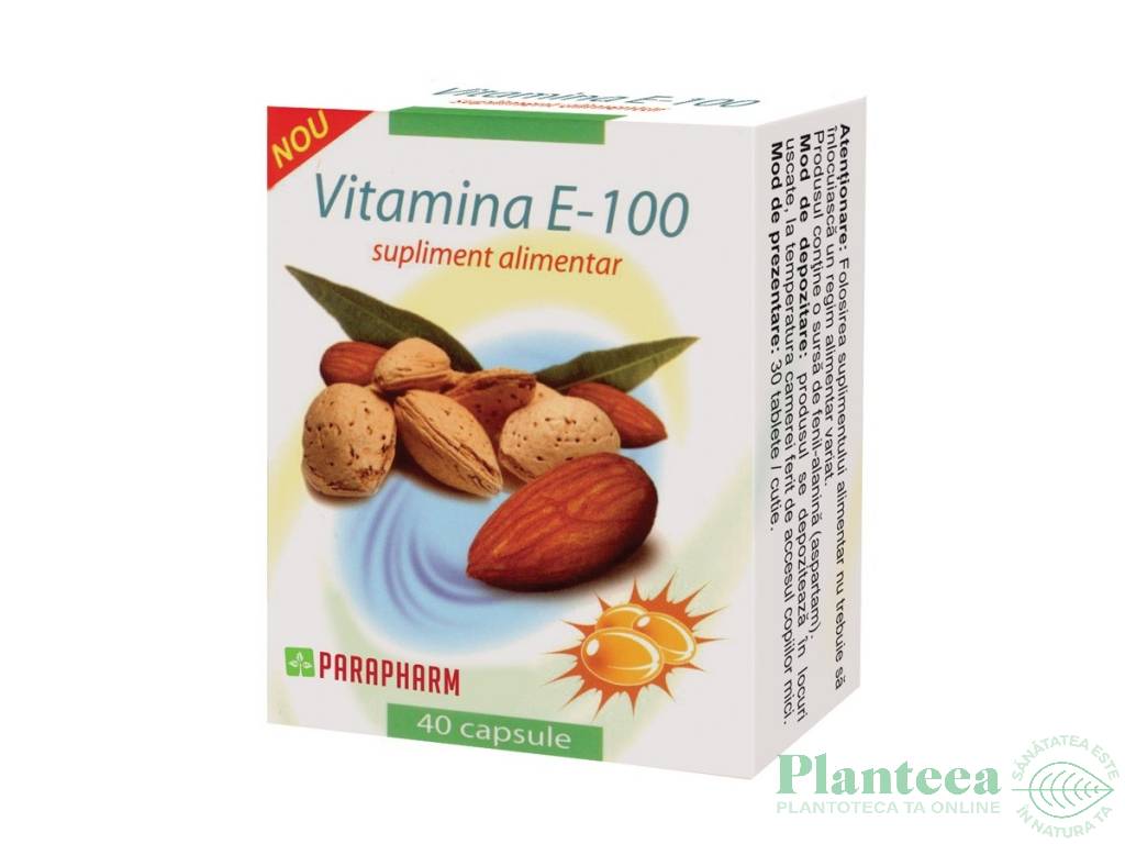 Vitamina E 100mg folie 20cps - PARAPHARM