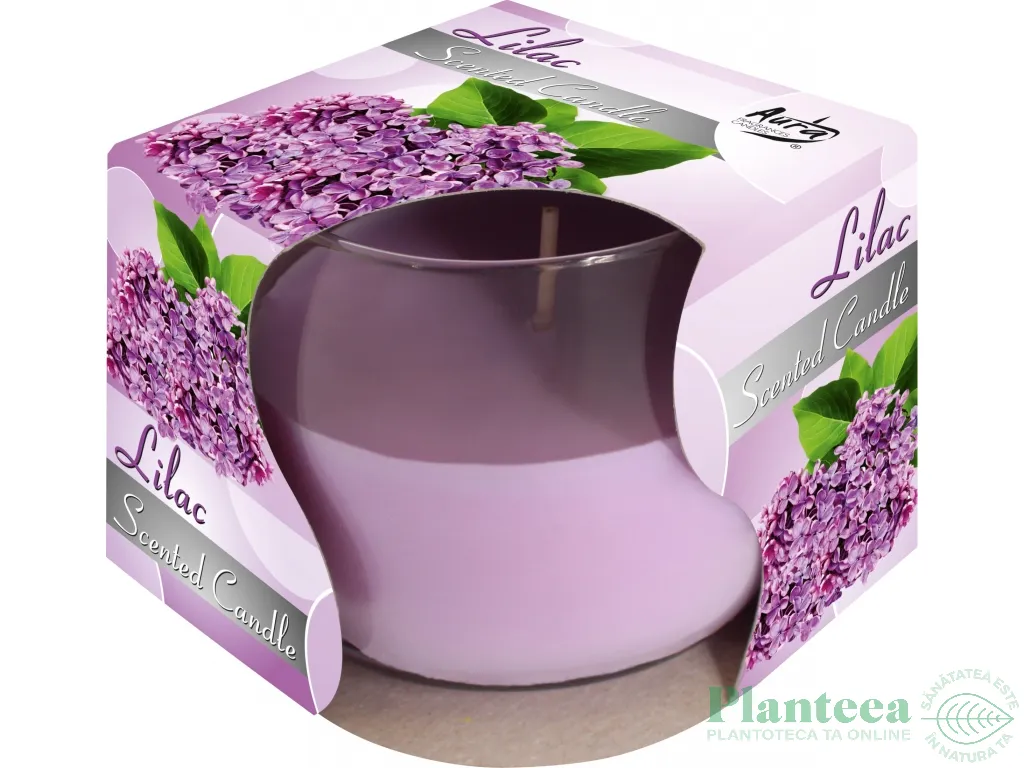 Lumanare pahar simplu parfumata 24h liliac 130g - BISPOL