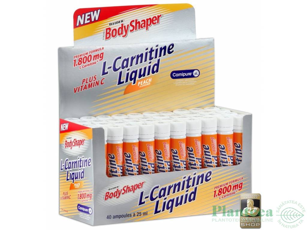 Shot L carnitina 1800mg piersica 40x25ml - BODY SHAPER