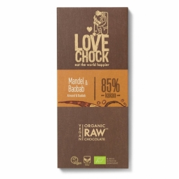 Ciocolata neagra 85%cacao migdale baobab raw eco 70g - LOVECHOCK