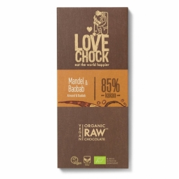 Ciocolata neagra 85%cacao migdale baobab raw eco 70g - LOVECHOCK