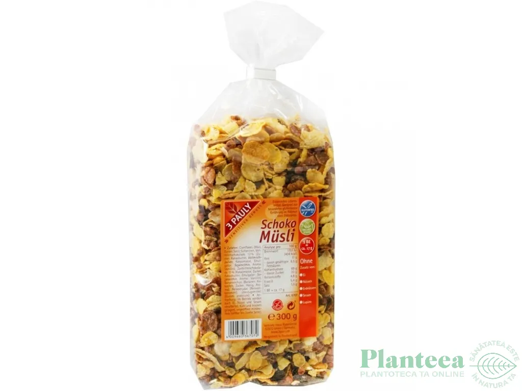 Musli ciocolata fara gluten 300g - 3 PAULY
